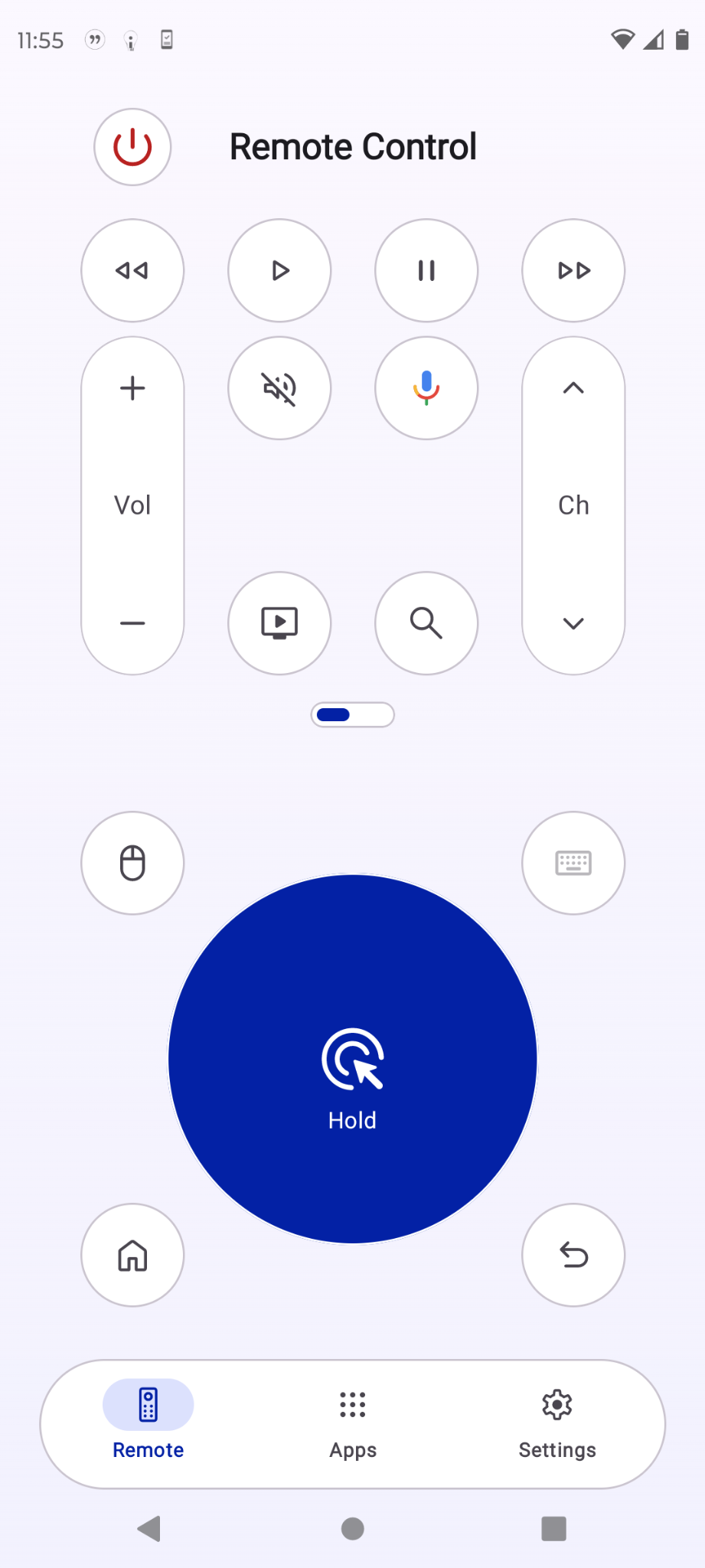 Motion Remote screen in the TV Remote Control app